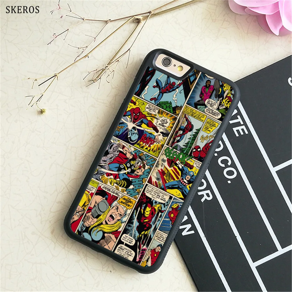 SKEROS Комикса Marvel Человек-паук Тор Капитан Америка Телефон чехол для iphone X 4 4S 5 5S 6 6s 7