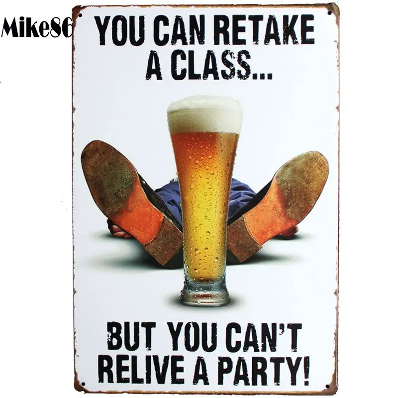 

[ Mike86 ] Retro Beer YOU CAN RELIVE A PARTY Metal Painting Bar Decor Vintage Wall Plaque 20*30 CM Mix Items AA-456