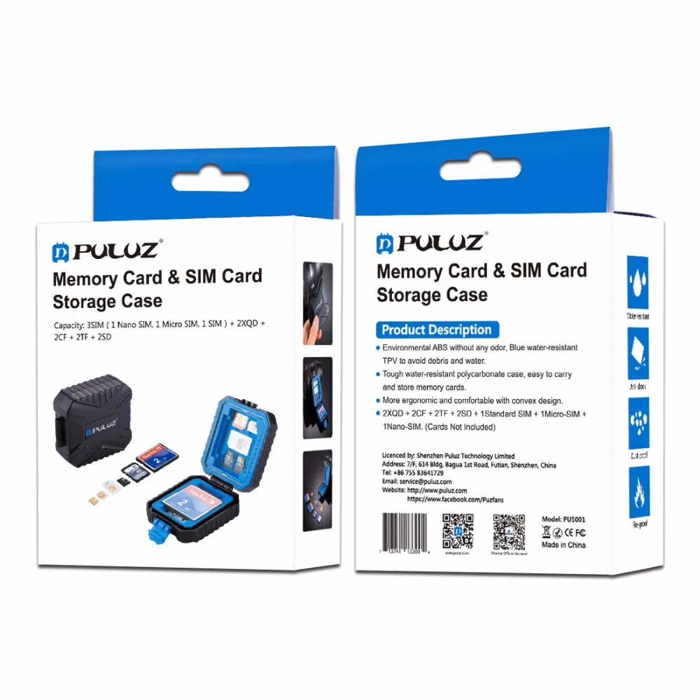 PULUZ 11 в 1 чехол для карты памяти 3SIM+ 2XQD+ 2CF+ 2TF+ 2SD карты