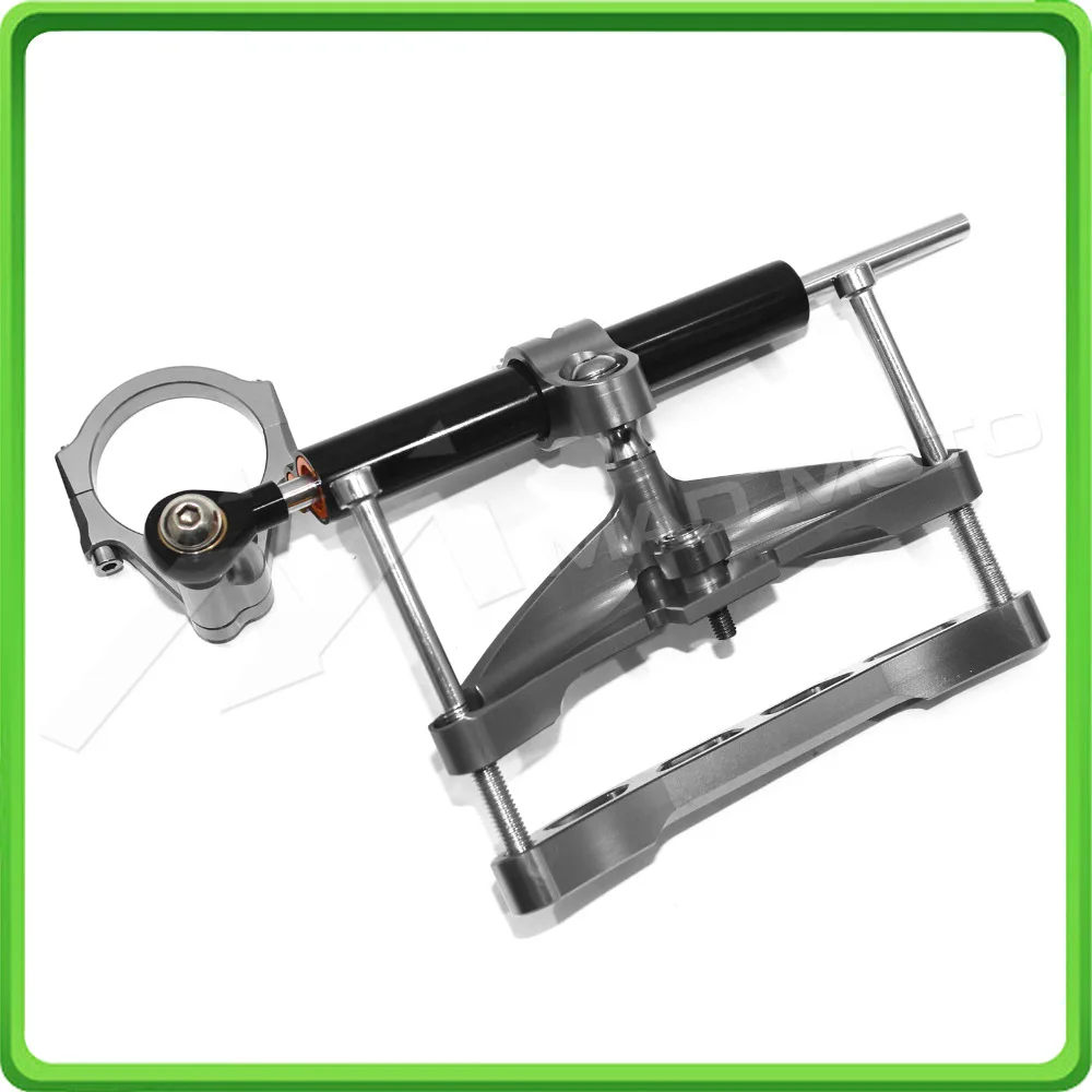 For Yamaha FZ1 Fazer 2006 2007 2008 2009 2010 2011 2012 2013 2014 2015 2016 2017 Steering Damper & Bracket Mount Kit Black&Gray (10)