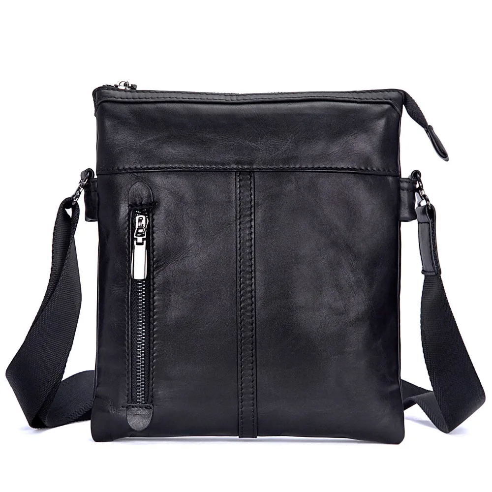 

J.M.D Vintage Black Real Leather Men's Small Sling Bag Messenger Bag 1023A
