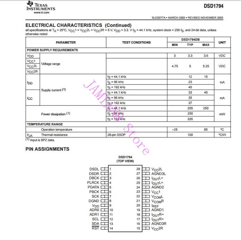 И аутентичный с аудио ЦАП IC DSD1794DBR DSD1794DB, SSOP28