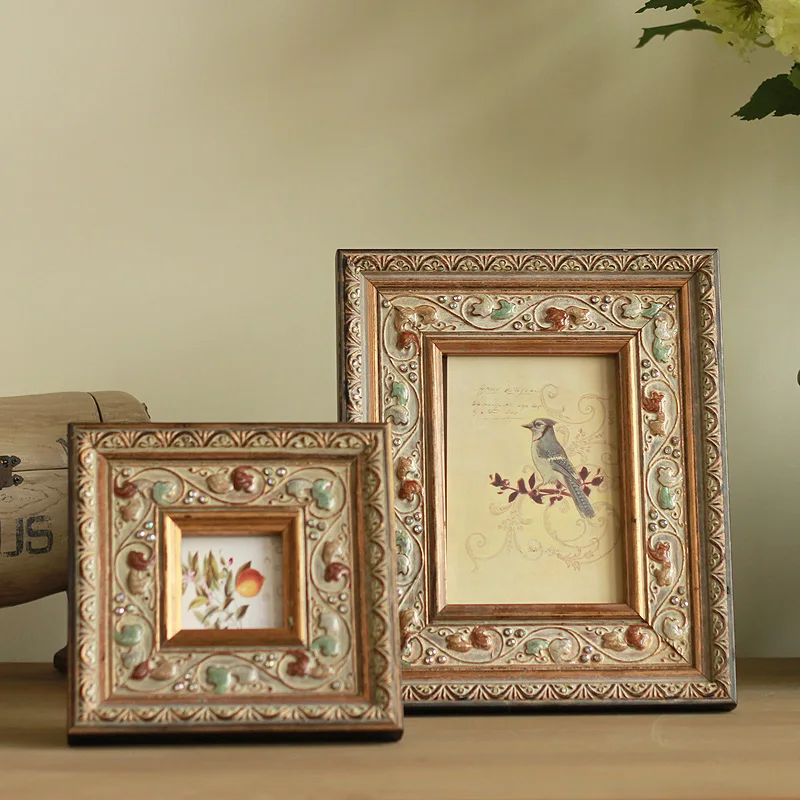 Fashion vintage solid wood photo frame handmade painting oil home