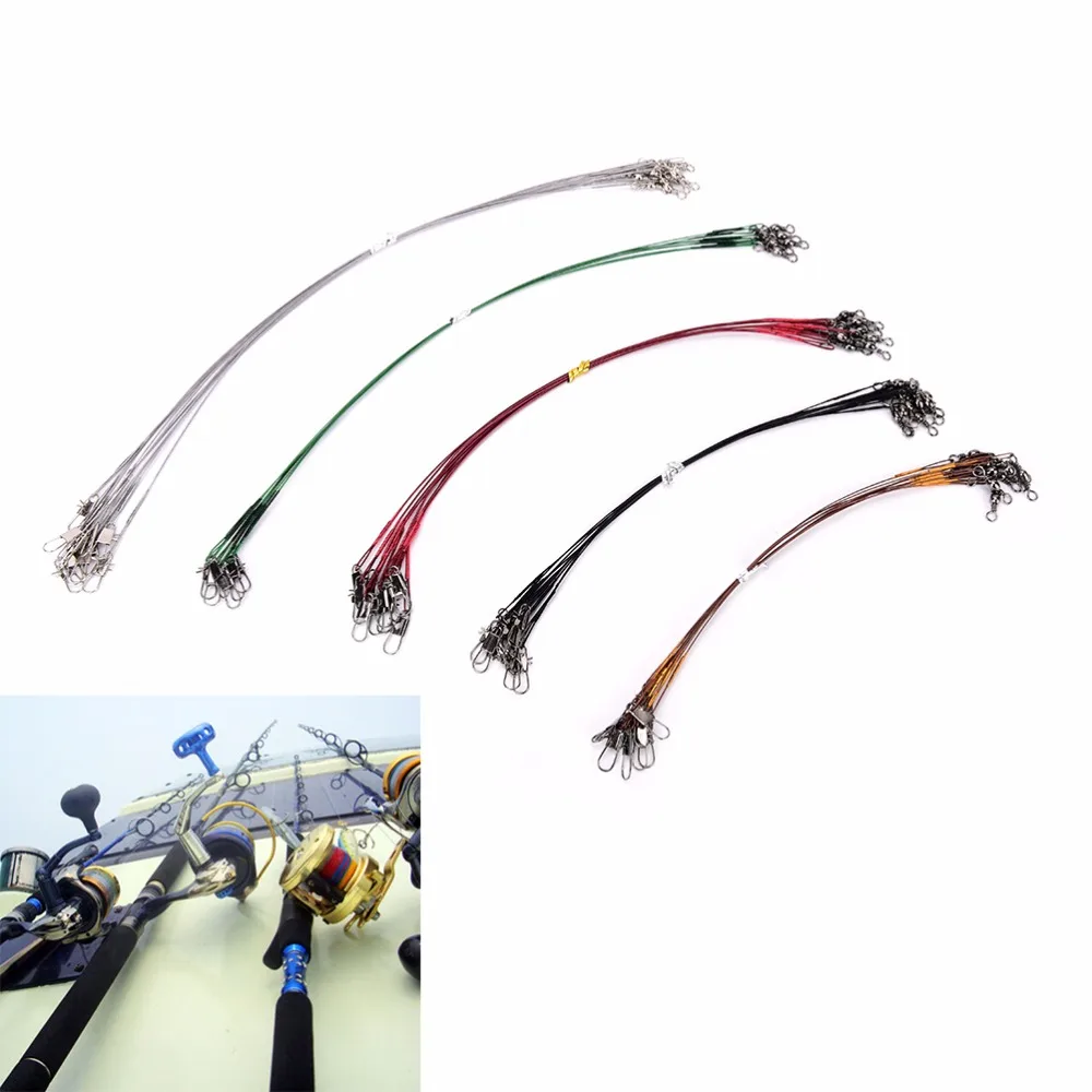 MENGXIANG 50PCS Steel Wire Leader Rope Fishing Line Lure Leader Swivel