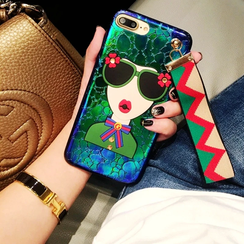 Aoweziic South Korea brand For iphone 7 mobile phone shell 8 X XS MAX hand rope net red diamond goddess 6S personality 7Plus