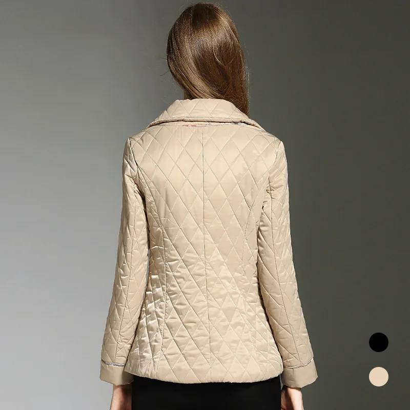 Noir 3312 Coton Manteaux rembourré Mince Femelle Élégant Court Automne Kaki Manteau Femmes Noir Tempérament kaki Slim Marque Veste Hiver ASBOAqw
