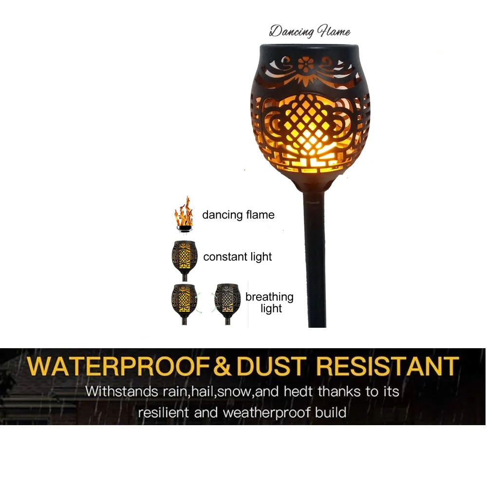 

4pcs/lot Solar 96 LED Lawn flame Torch Lights radar 3 working mode strips bulb lamp waterproof for garden landscape decor stree