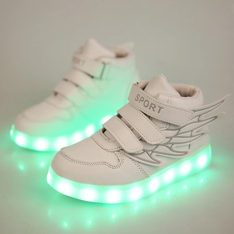 2018 invierno cálido tamaño 25 36 tenis LED sneakers niños Zapatos Niñas luminoso zapatillas brillantes para niños Niños alas LED bebé|led sneakers child|sneakers childrenchildren shoes - AliExpress