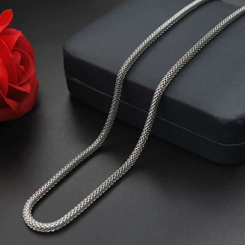 Stainless Steel Rope Chain Necklaces for Men/Women - 2mm and 2.5mm Widths, Silver Color, Available in 45cm, 50cm, and 55cm Lengths - Male Collier Jewelry image 2
