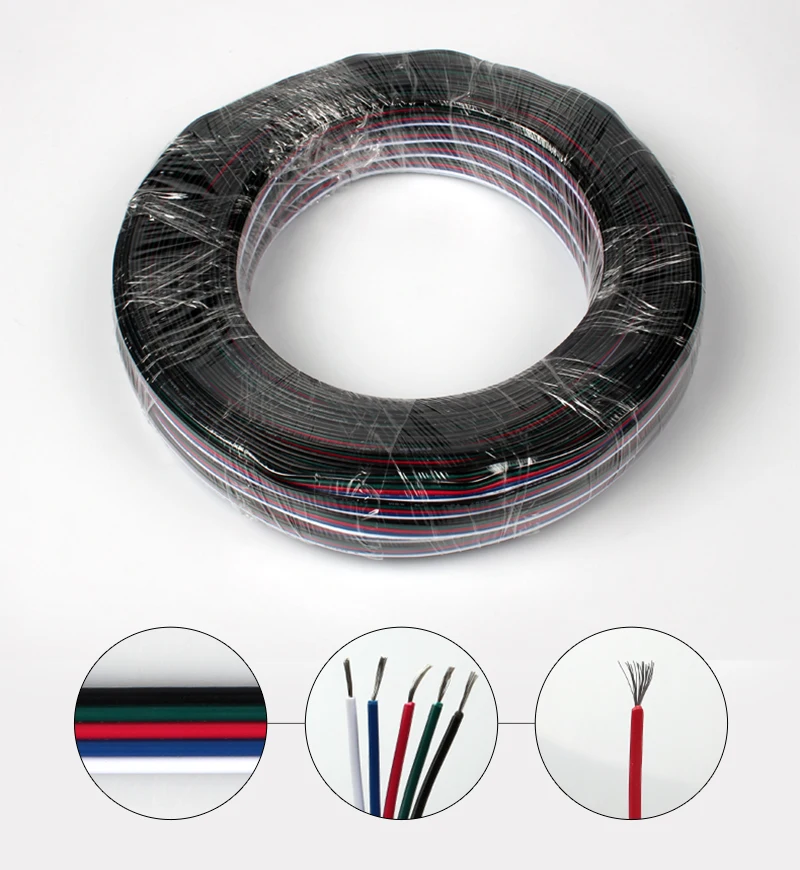 

1M 22AWG 5 Pin RGBW LED Extension Connector Wire Cord For LED Lighting Connector Cable