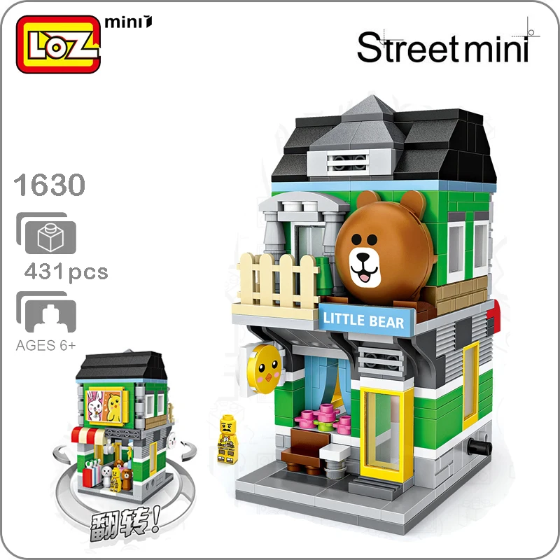 LOZ City Street 1630 маленький медведь магазин супермаркет 3D модель 431 шт DIY Мини блоки
