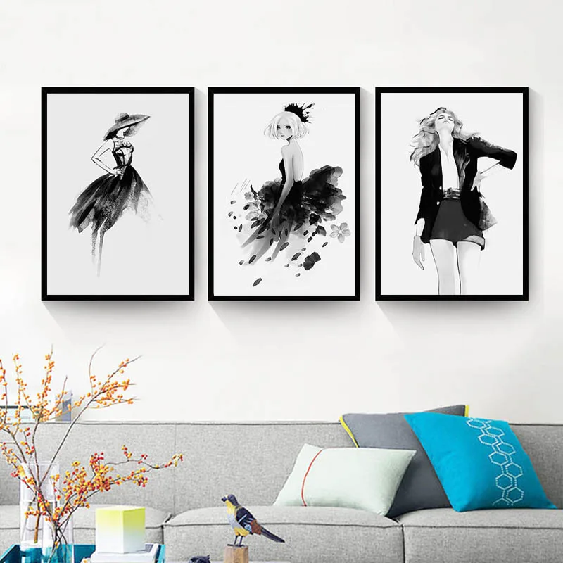 Aliexpress.com : Buy Black White Figures Painting Wall Decor Painting