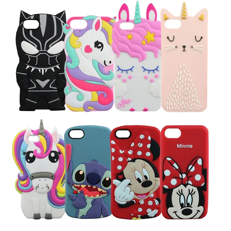 

For iPhone 5 5S Case Cartoon Silicine Protective Cover For iPhone5 5S 3D Unicorn Minnie Mickey Stitch Funda