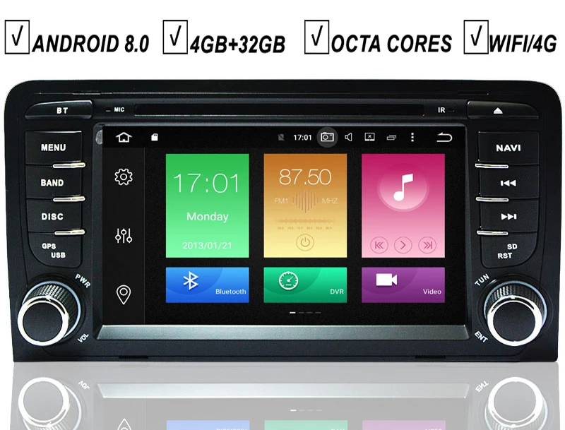 Автомобильный DVD-плеер с 7-дюймовым IPS экраном GPS-Навигатором Android 8 0 Авторадио для