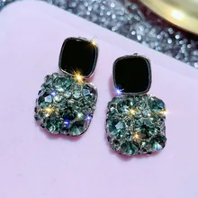 Дизайн, модные брендовые ювелирные изделия, роскошные квадратные серьги-гвоздики с кристаллами для женщин, Корейская версия сережек для подарка