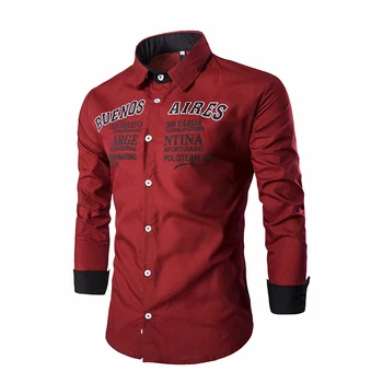 

ZOGAA 2019 mens dress shirts fashion men clothes Polyester letter printing Solid color mens shirts streetwear Casual Shirts
