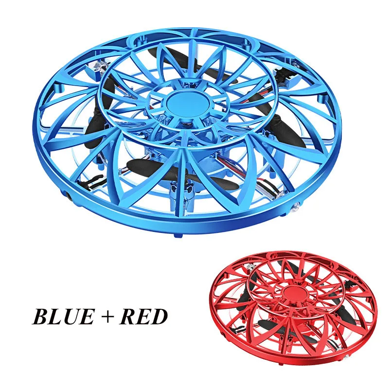 Мини Дрон анти-столкновения ручной НЛО Вертолет шар НЛО летающий самолет небольшой интеллектуальный индукционный Квадрокоптер игрушечные дроны подарок - Цвет: blue and red