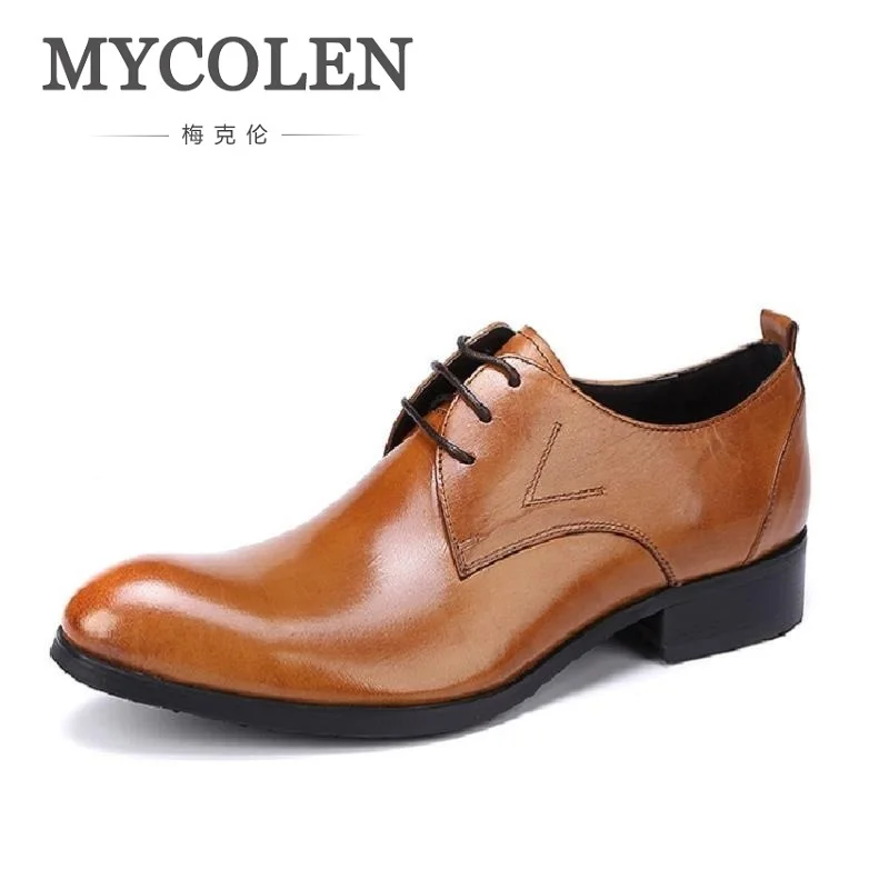 

MYCOLEN Men Leather Dress Shoes Fashion Breathable Business Wedding Shoes British Style Lace-Up Flat Shoe Mens Oxfords zapatos