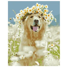 Фото на заказ, volledig алмазная живопись, вышивка крестиком, сделай сам, полный, алмазная вышивка, собаки Маргаритка, 5D, Алмазная мозаика, Рождество JS4003