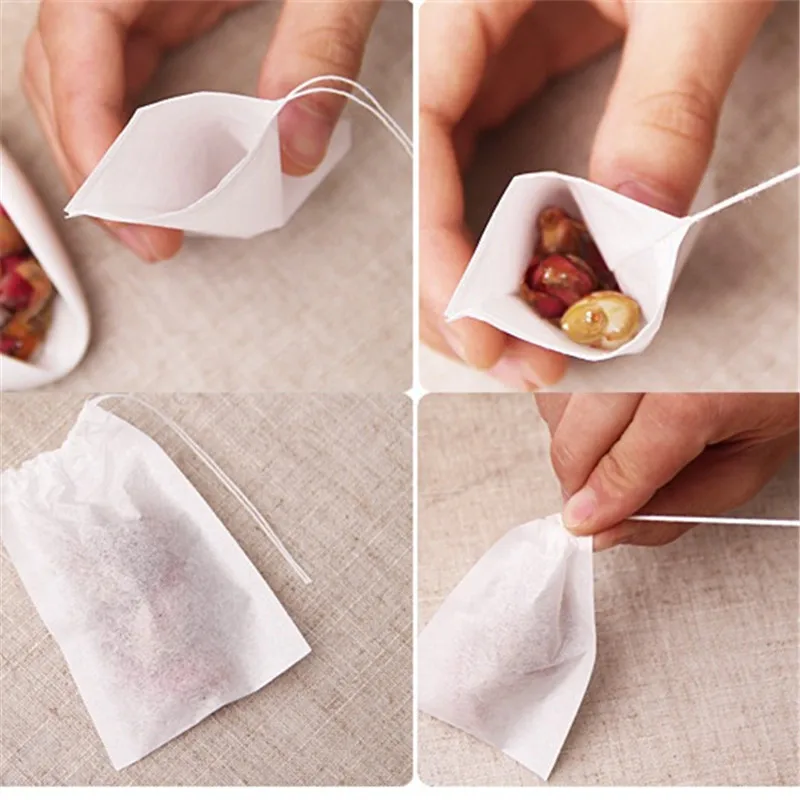 100pc/log 50*60mm Empty String Heat Seal Filter Paper Tea Bag