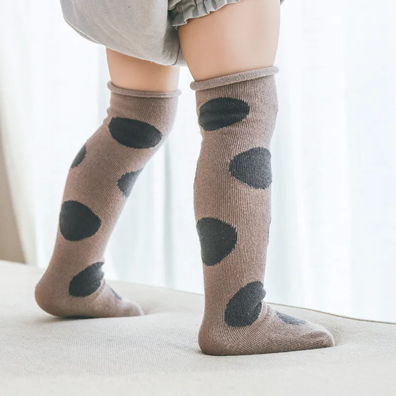 Детские длинные носки из хлопка, носки в горошек для маленьких девочек гетры до колена, детские носки для девочек, год, один размер, возраст от 1 до 6 лет