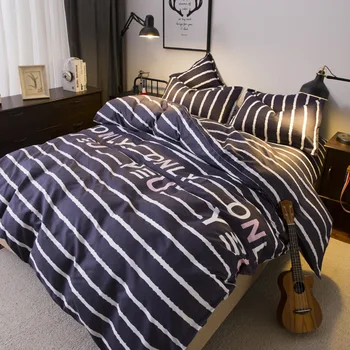 

Blue White Stripe Duvet Cover pcs Bedding Set Soft Skin Bed Linen Double Queen King Big Size Bedspreads Quilt Comforter Case24
