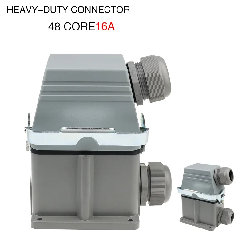 

WZAZDQ HDC-HE-048-4-L Rectangular Heavy Duty Connector 48 Core Waterproof Aviation High Base Socket Plug 500V 16A