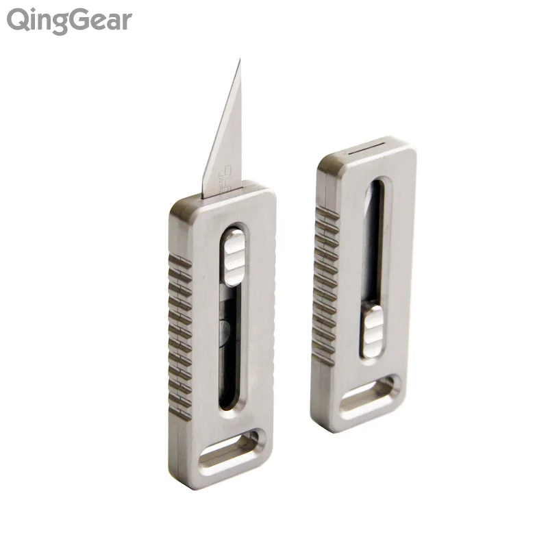 QingGear Outdoor Mini Titanium Alloy Utility Retractable Razor Sharp Cutter Pocket Knife Paper Knife