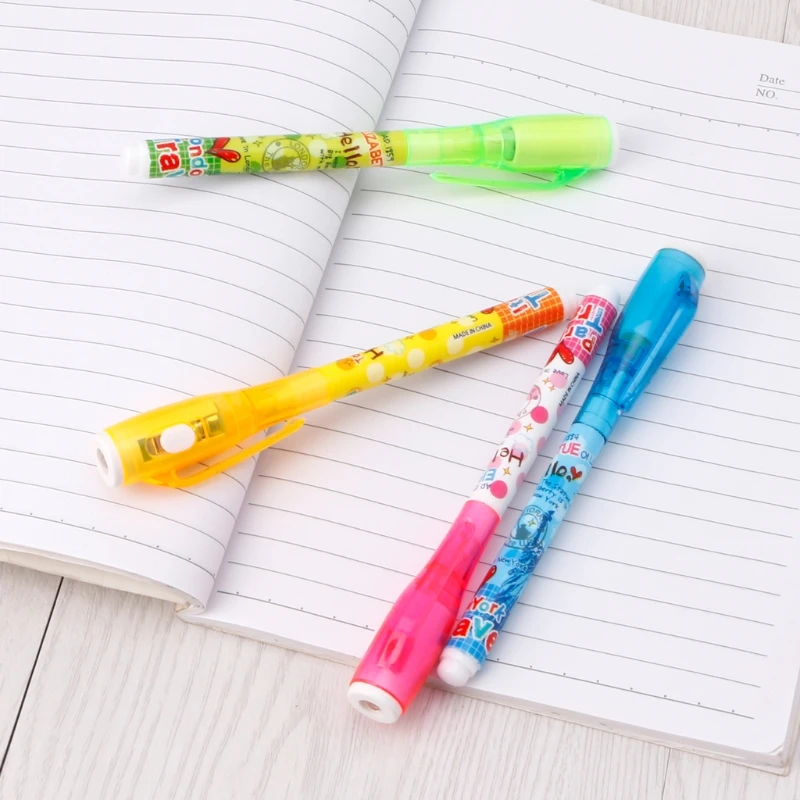 4PC Invisible Ink Pen With Light Magic Marker Kid Pen for Secret Message Creative School Stationery Supplies