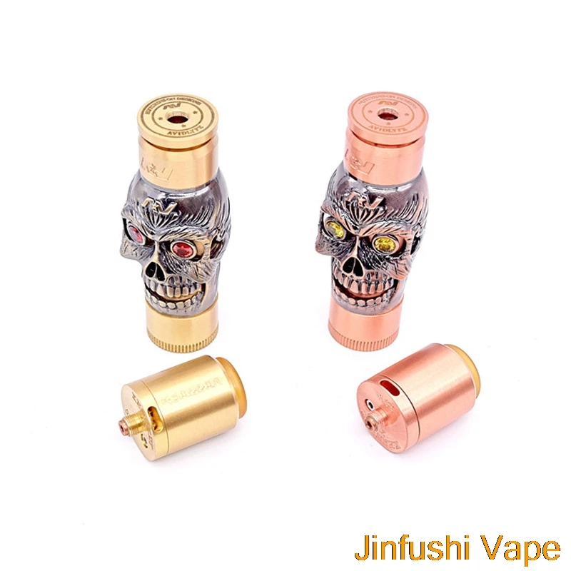 

AV Kustohm Skull Custom Sleeve Mod with Kennedy 25 RDA 510 Thread Vaporizer fit 18650 Battery vs Kennedy Vindicator Vape Kit