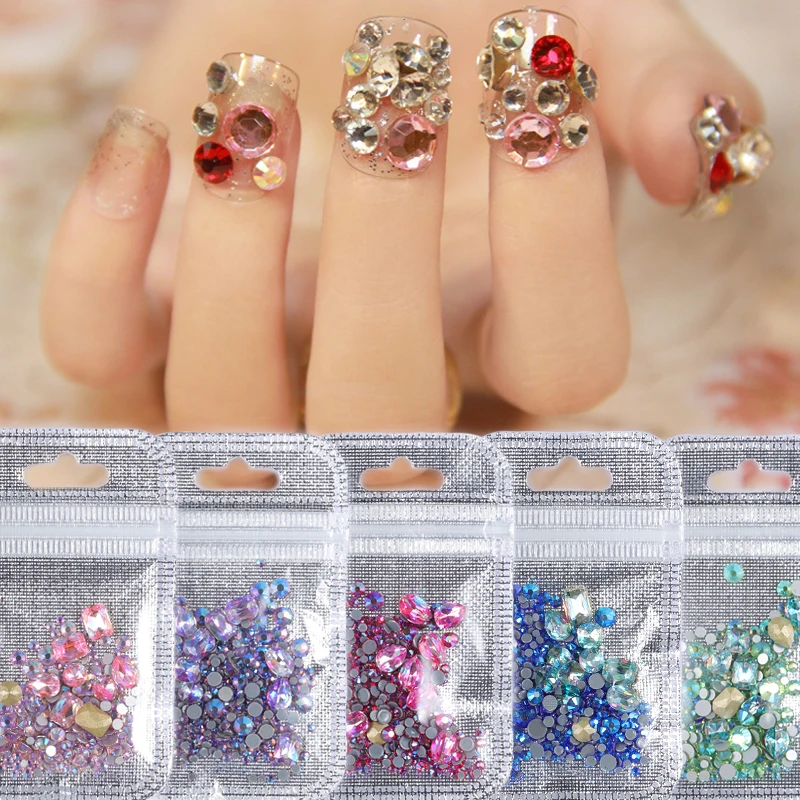 Super Shiny Clear Crystal AB color Non HotFix 3D Nail Art Decoration Rhinestones Manicure DIY Accessories supplies tools | Красота и