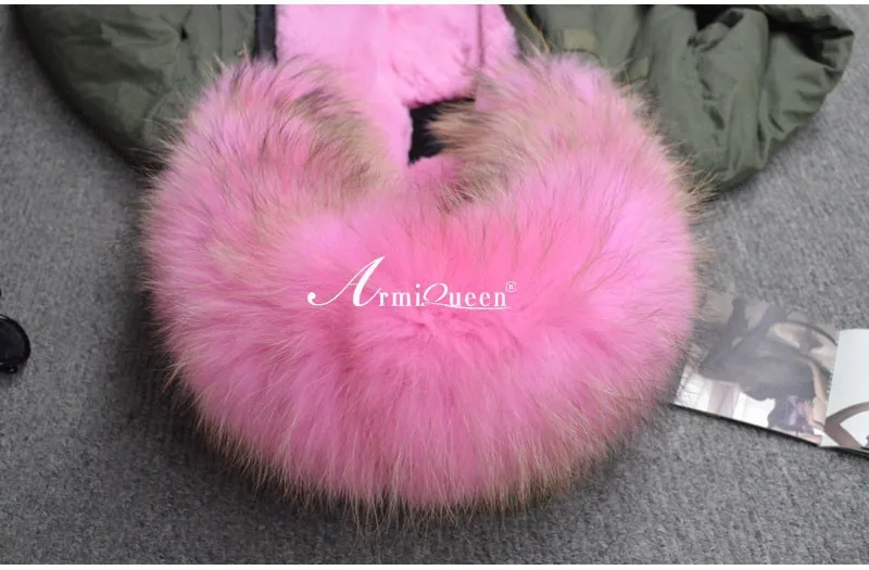 Discount 2015 Real Raccoon fur parke jacket mens womens pink faux fur lined coat  fashion show outwear c0153 22