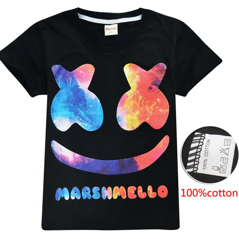

New Brand Fortnited T Shirts Print Funny Marshmello Face Short Sleeve Boy Casual Cotton Homme Tops Tees Kids Clothes Girls 12 14