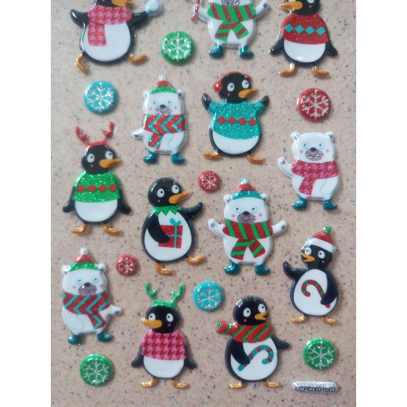 

Classic Toys Stickers Christmas decorations Xmas sticker toys Penguin pattern Snowman figure stickers Toys for children kids