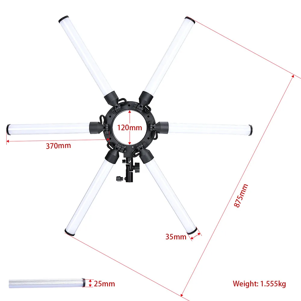 Fusitu Dimmable 3200 K-5500 K фотография макияж 6 Трубок глаза звезда светодиодный видео кольцо с фотографией светильник лампа со штативом для камеры телефона