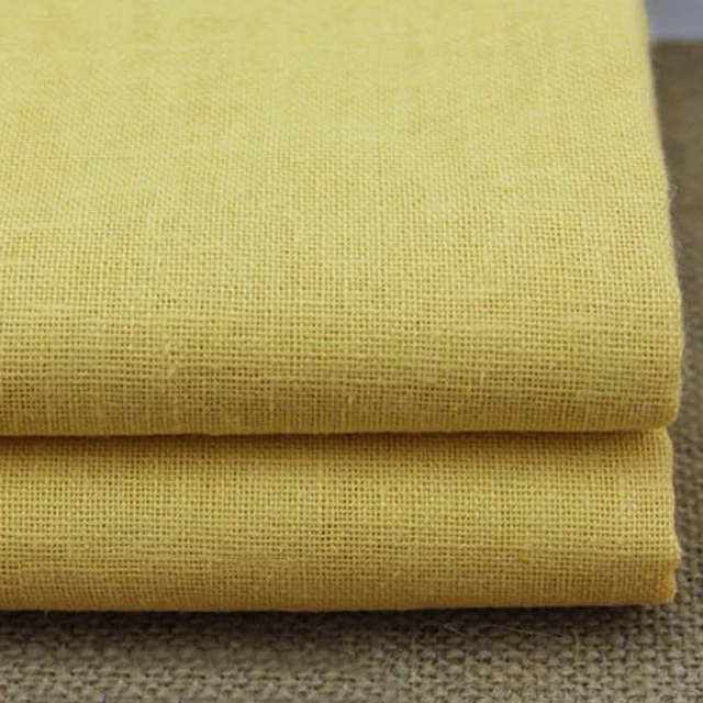 100*140cm Yellow Sewing Material Cotton Linen Fabric For Dressin