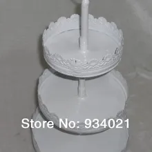 Белый 3 уровня гладить Круглый Стенд торт для Свадебная вечеринка, Кубок торт подставкой, висит кекс Дисплей