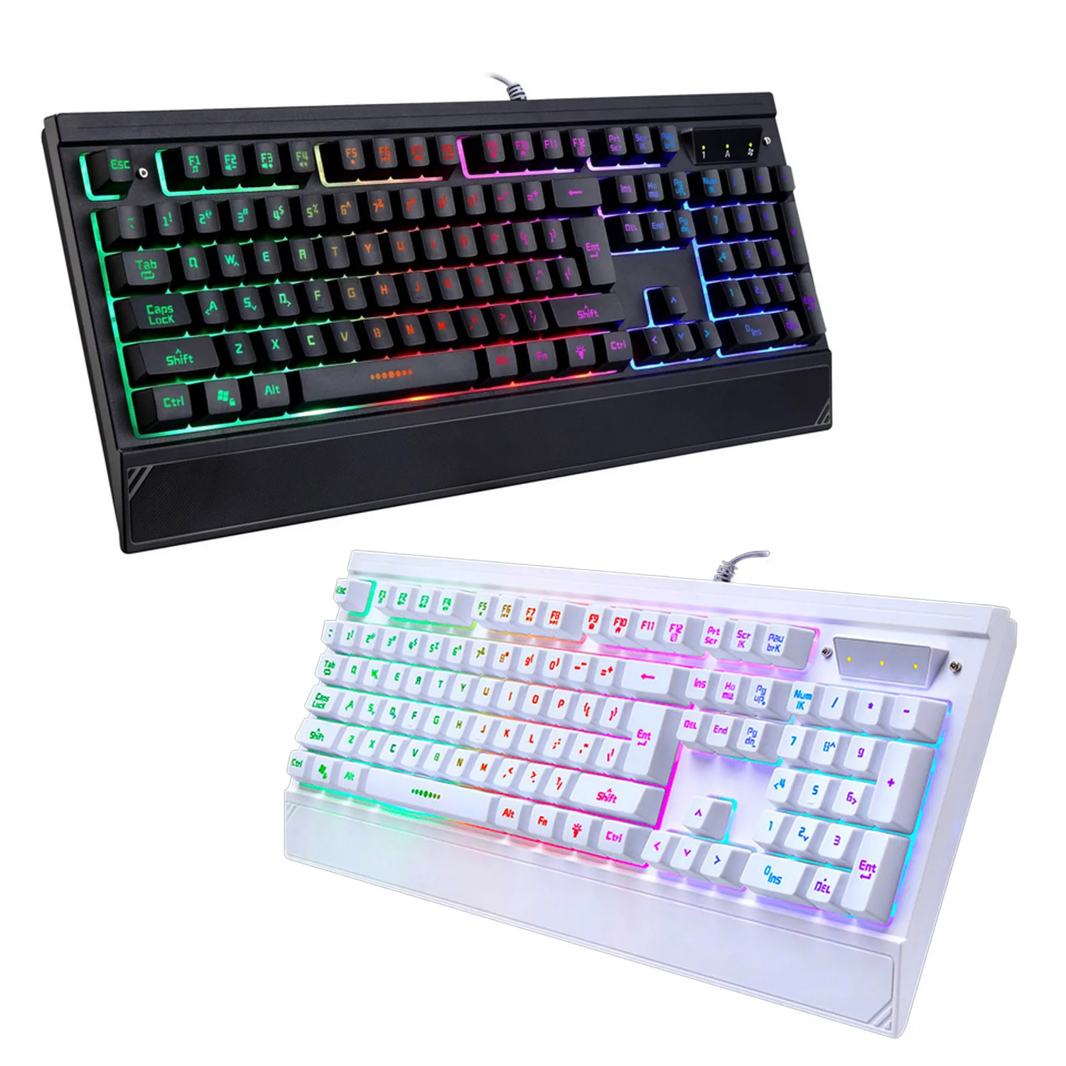  Elisona 104 Keys USB Wired Colorful Backlight Gaming Keyboard Keypad Key Board with Wrist Rest for 