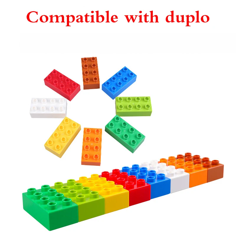 

8pcs/lot 2X4 Thick Bricks Diy Big Size Building Blocks Bulk Accessories Compatible With Legoingly Duploed Toys For Children Gift