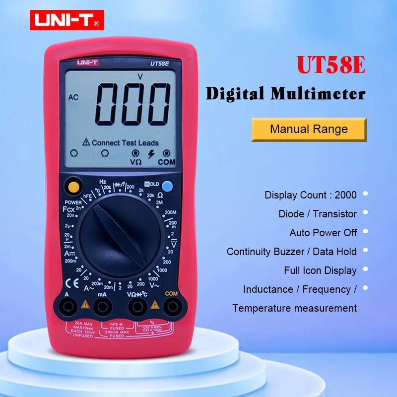 

UNI-T UT58E Ammeter Multitester DMM Digital Multimeters DC/AC Voltage Current Resistance Capacitance Tester Data