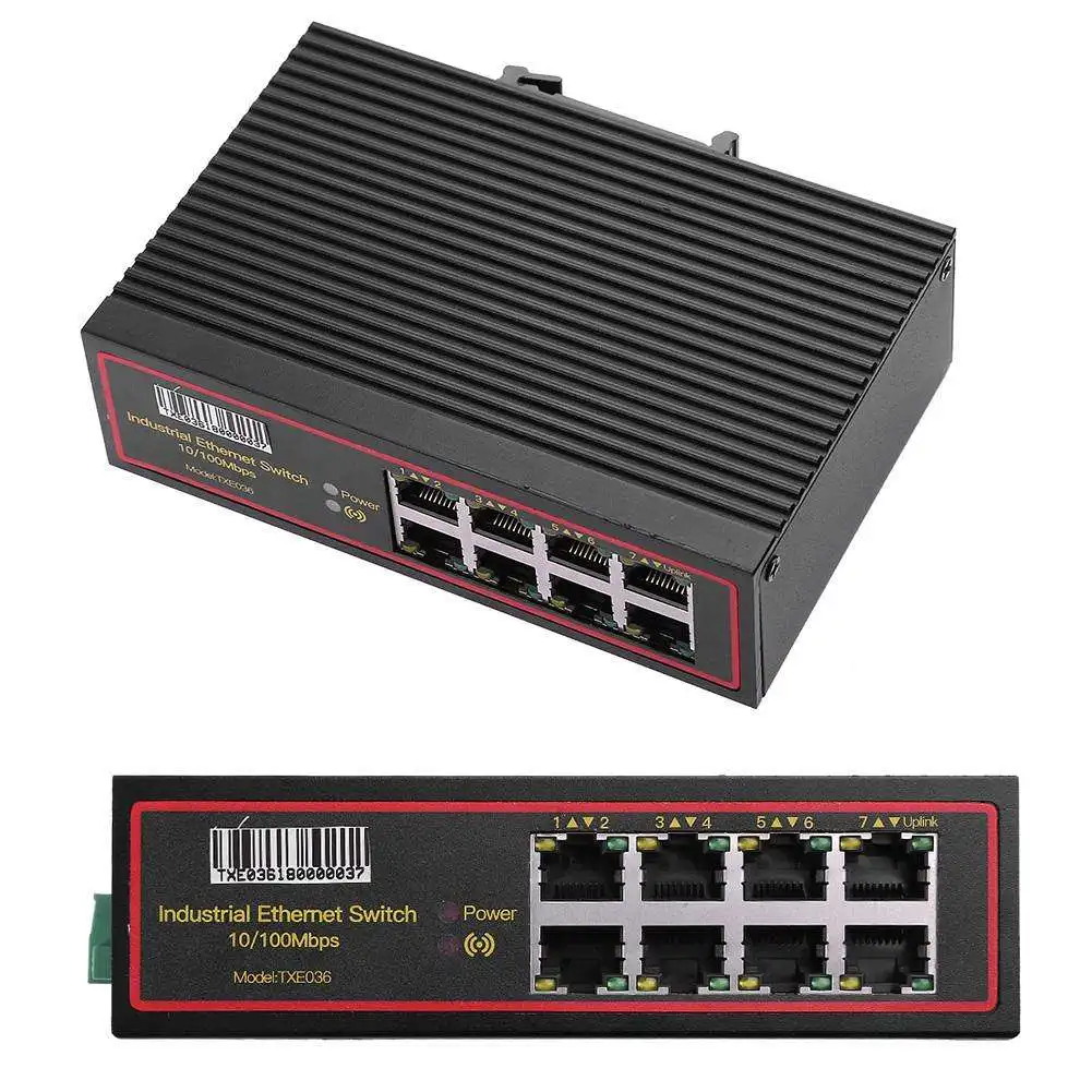 8 портов Промышленный Коммутатор Ethernet 10/100 м Сигнал усиленный сетевой коммутатор черный