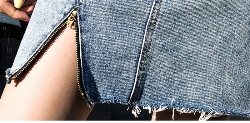 Джинсовая юбка женская 2019 Весна Новая мода короткая джинсовая юбка осень высокая талия простая юбка Асимметричный темперамент юбка TTT049