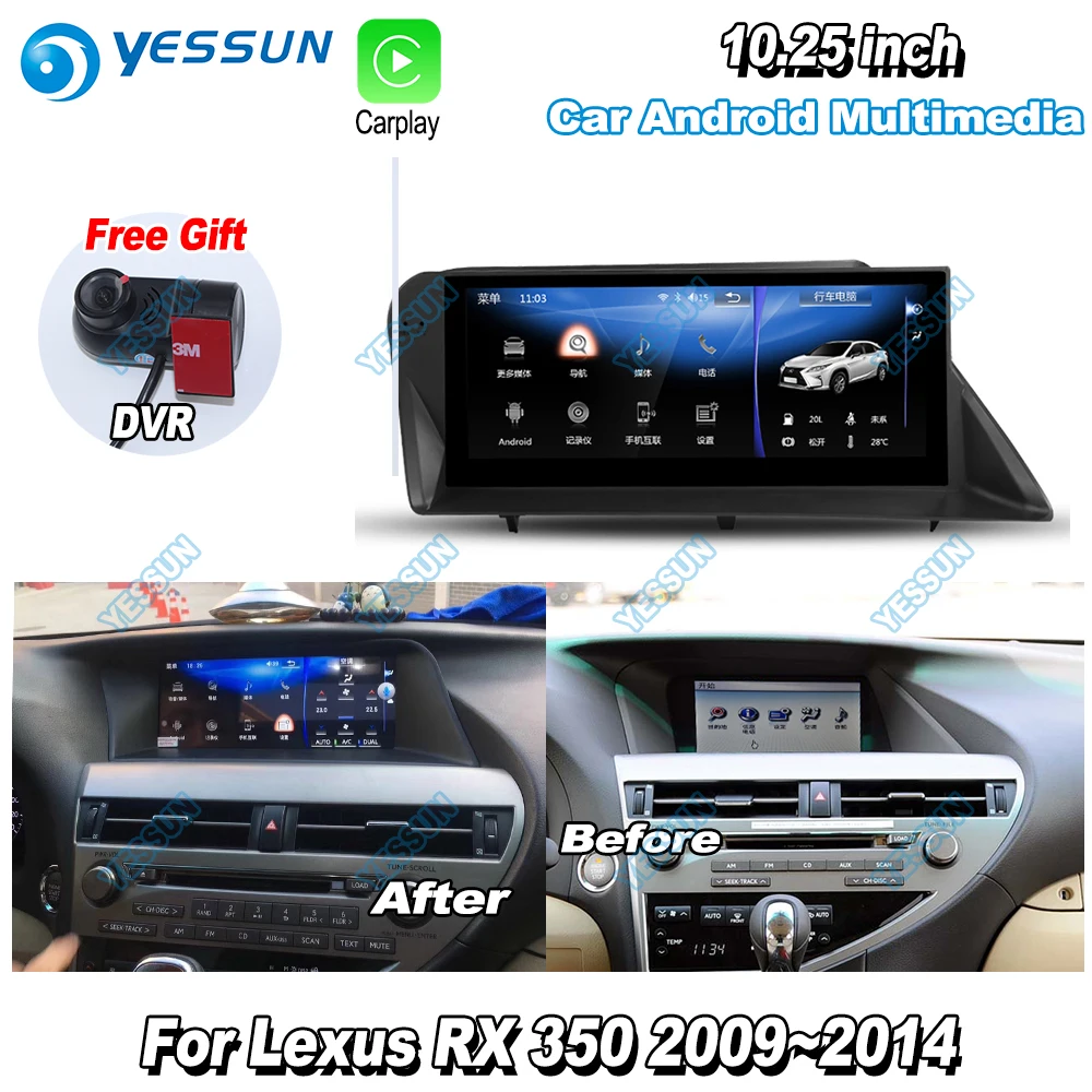 For Lexus RX450h RX 450h Car Radio Stereo GPS Navigation Screen Multimedia System DVR Driving Video Recorder