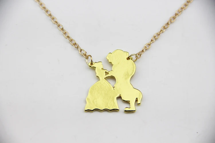 

ZRM Fashion Jewelry Gold Charm Beauty and the Beast Necklace For Men And Women