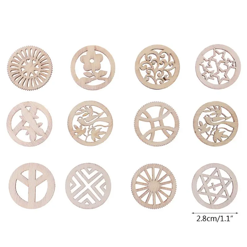 

25pcs Craft Wedding Decor Wood Openwork Carving Pattern Embellishment Wooden