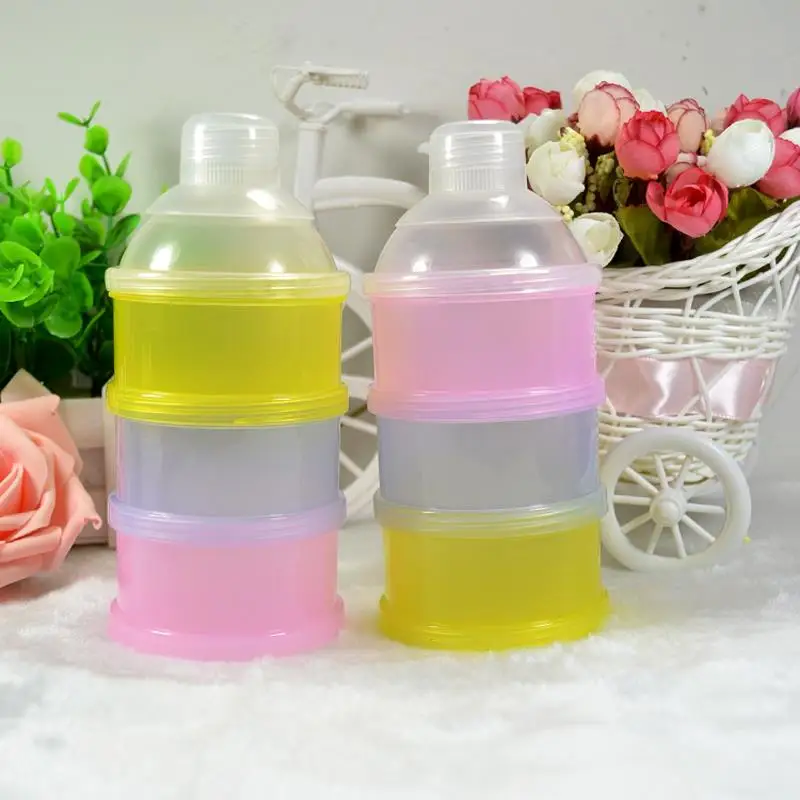 

Clear Colorful Portable Baby Infant Food Feeding Snacks Milk Powder Storage Container Durable 3 Layer Cells Grids Box Case 15cm