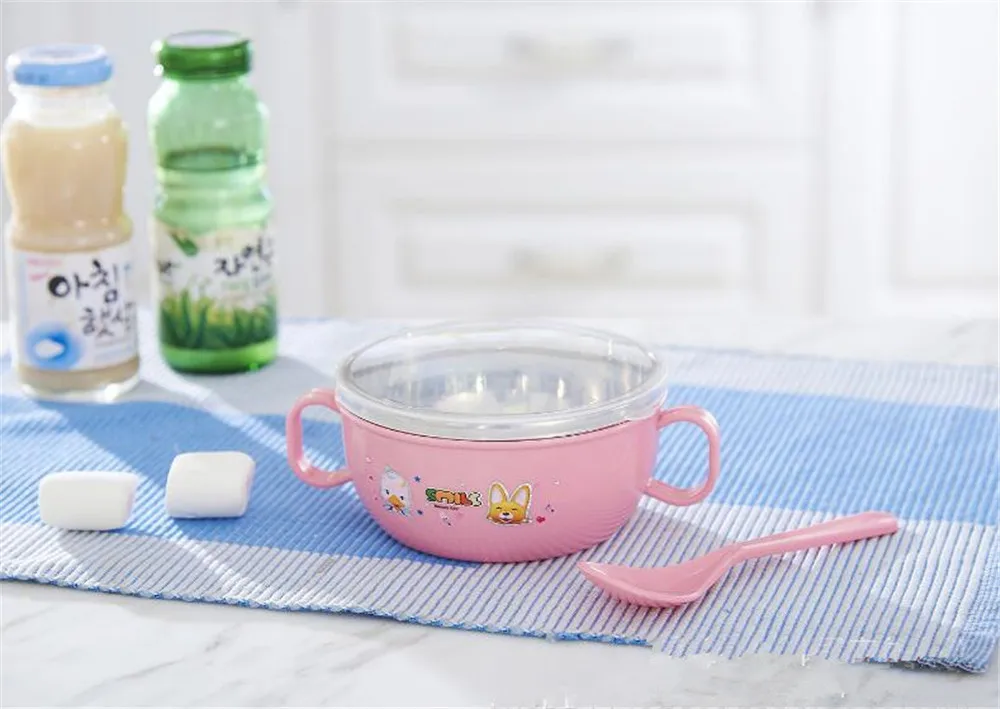 Детская теплоизоляция чаша с ручкой из нержавеющей стали ложка для детского питания адиабатическая чаша из нержавеющей стали