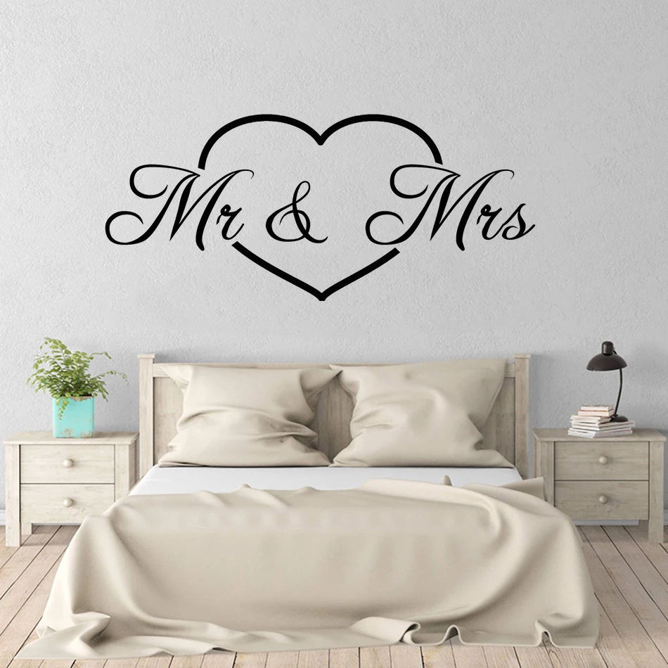 us 10 0 20 off mr mrs lover vinyl wall decor art heart sticker mural romantic wall decal bedroom living room home decoration art poster w375 in wall romantic wall art