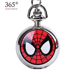 Модные мини стимпанк супер герой паук Кварцевые Винтаж карманные часы кулон Цепочки и ожерелья подарок для детей