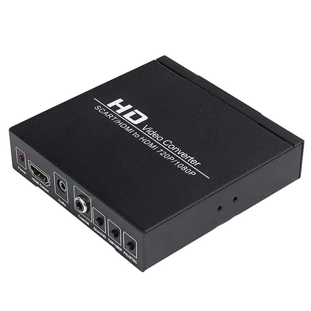 PAL/NTSC SCART и hdmi-hdmi видео конвертер 1080P Upscaler с 3,5 мм и коаксиальный аудио выход для игровых консолей/DVD - Цвет: Black